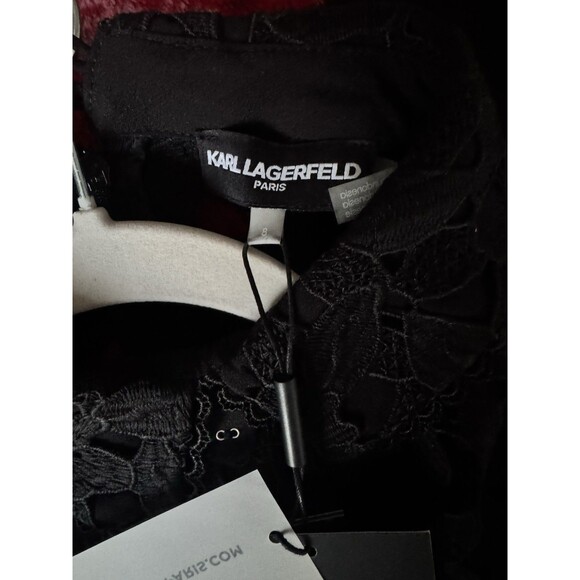 NWT Karl Lagerfeld Paris Floral Black Lace Embroidery Dress Women Size 8 - Picture 10 of 10